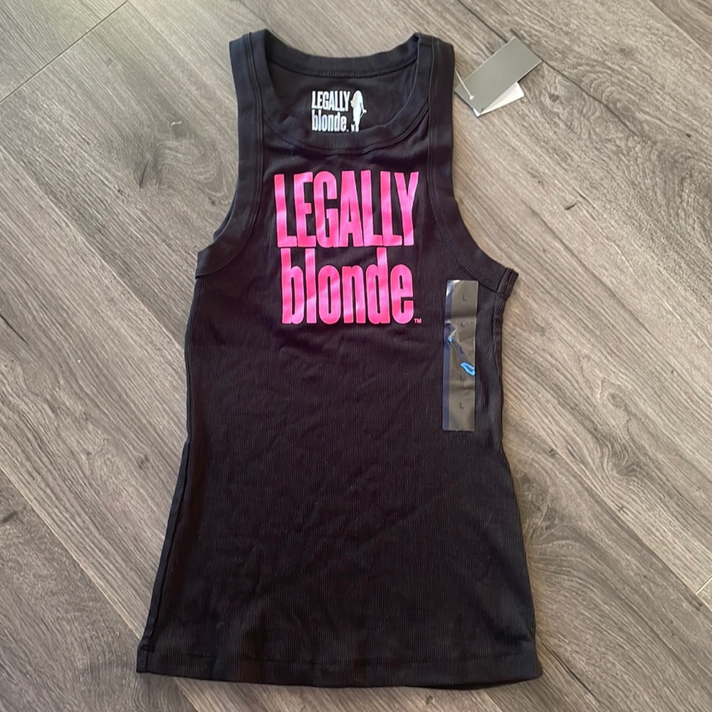 Legally Blonde black tank with pink lettering size Large NWT Elle & Bruiser